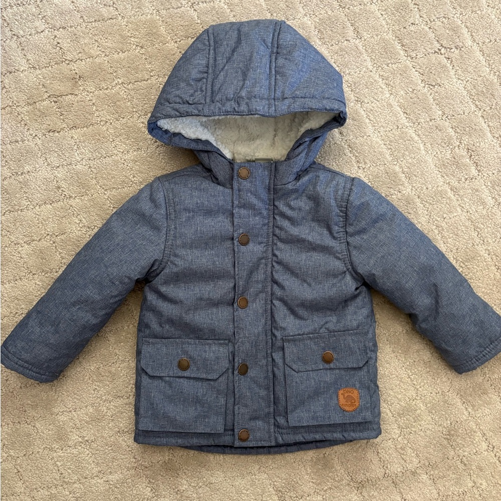 Little Me Denim Blue Puffer Jacket 18m Toddler